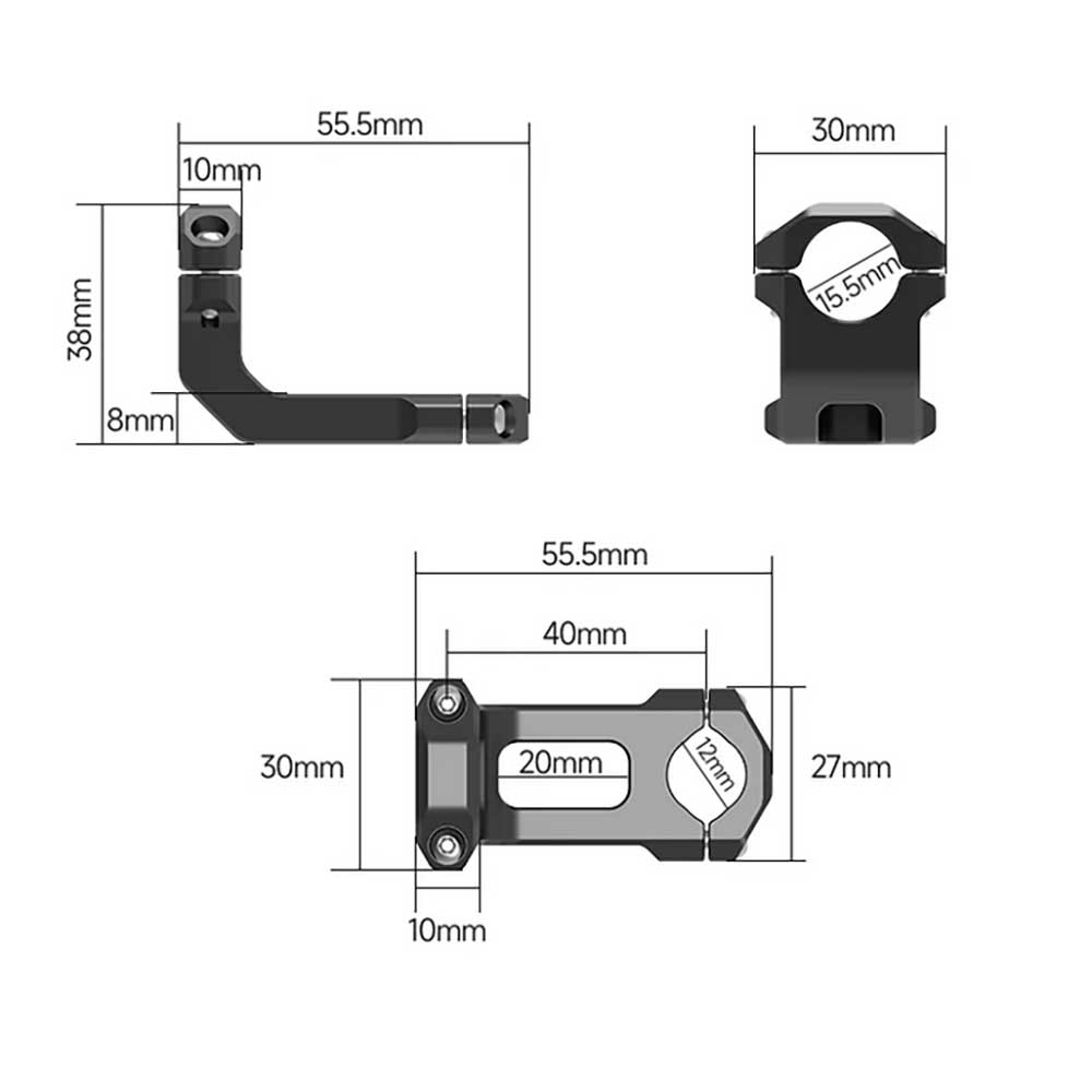 Support d'extension de rétroviseur latéral Ø12-16 mm