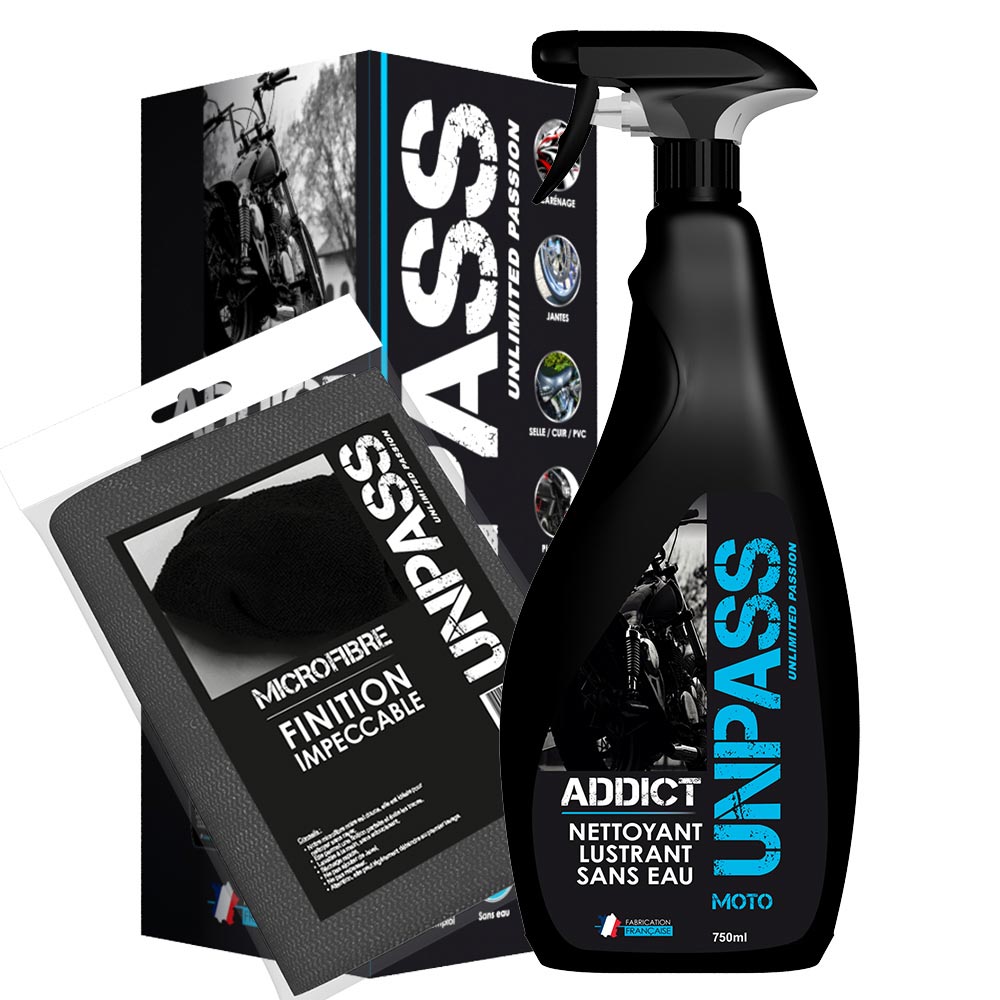 Addict - Nettoyant lustrant sans eau + microfibre en étui