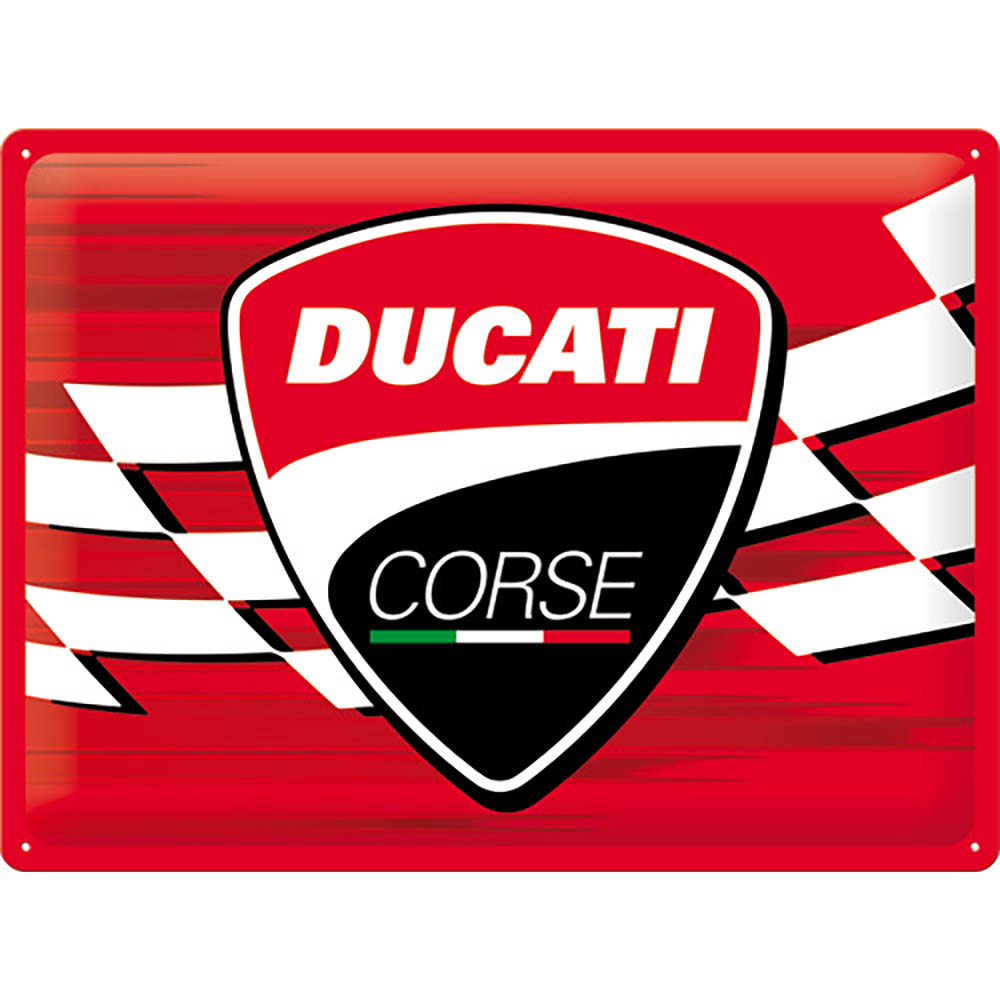 Plaque Vintage Ducati Corse - Logo Racing Flag