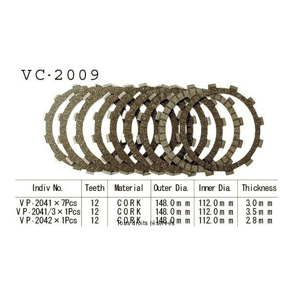Disques garnis d'embrayage VC2009