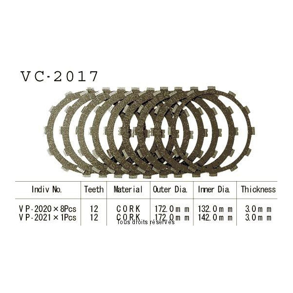 Disques garnis d'embrayage VC2017