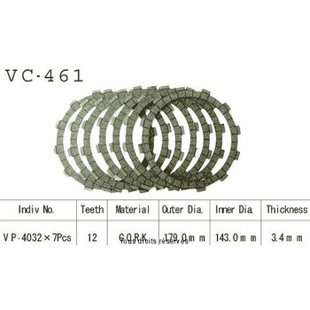 Disques garnis d'embrayage VC461 Kyoto